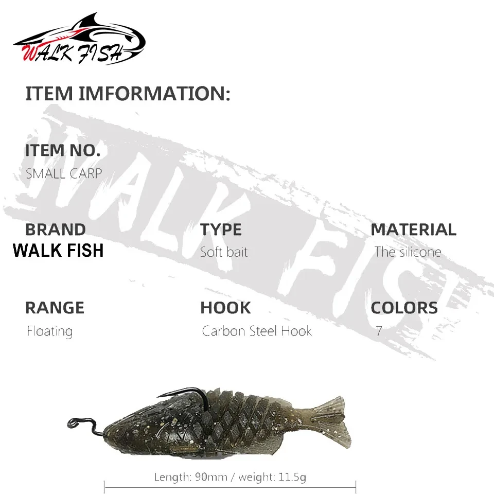 WALK FISH-SEÑUELOS blandos de pesca en el mar, cebos Shoft, Señuelos de Pesca de carpa, cebo Artificial de silicona, simulación de peces, 4,8g - imagen 3