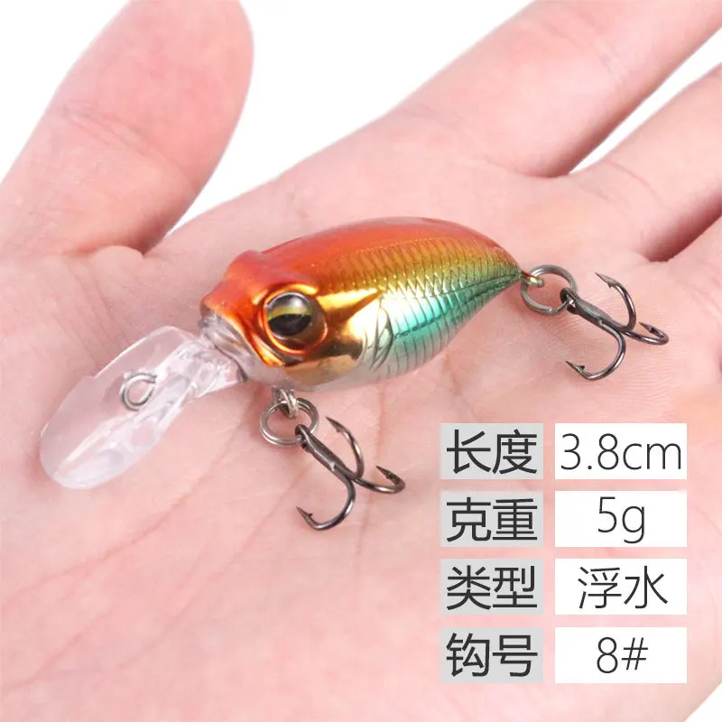 5g/3,8 cm señuelo cebo Griffon flotador pequeño gordo ABS cebo duro superficie corbata diamante negro 6062 con placa de lengüeta - imagen 5