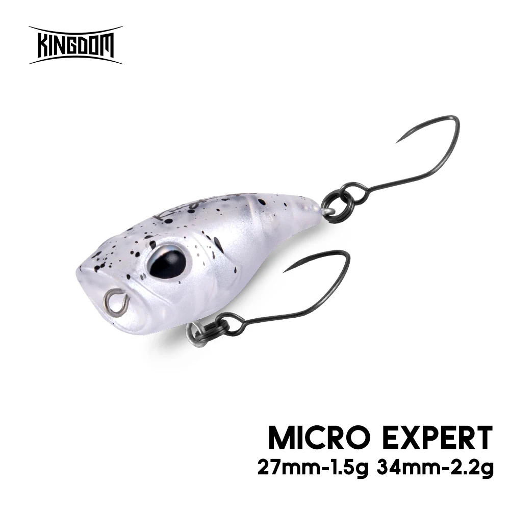 Kingdom-señuelo de pesca Mini Popper, 1,5g, 27mm, 2,2g, 34mm, cebos artificiales flotantes, Crankbaits Topwater para pesca de trucha, lubina y Lucio
