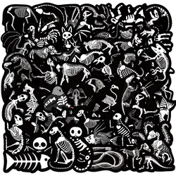 50pcs Black Animal Bones Cartoon Graffiti Stickers Phone Guitar Laptop Notebook Suitcase Water Cups Waterproof Sticker Kids Toys