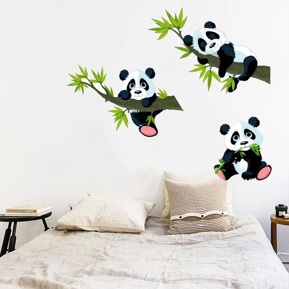 40x60cm hogar Panda hoja de bambú Color pegatina de pared dormitorio sofá espacio decoración pegatina - imagen 4