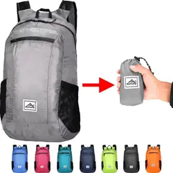 Bolsa de Montañismo plegable impermeable, mochila de lona plegable ultraligera, bolso de doble hombro de gran capacidad de 20L