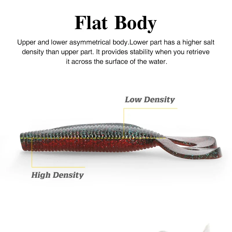 TSURINOYA-cebo de criatura de cola doble, larva suave SPIRON, 90mm, 8,5g, 6 uds., señuelo de pesca de plástico para lubina, perca, juego de lanzamiento, cebo suave - imagen 4