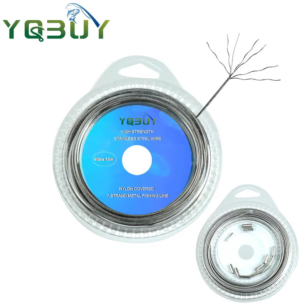 1 rollo de alambre de acero para pesca, 10m, 7 hebras trenzadas, alambre de acero para pesca en el mar cubierto con plástico