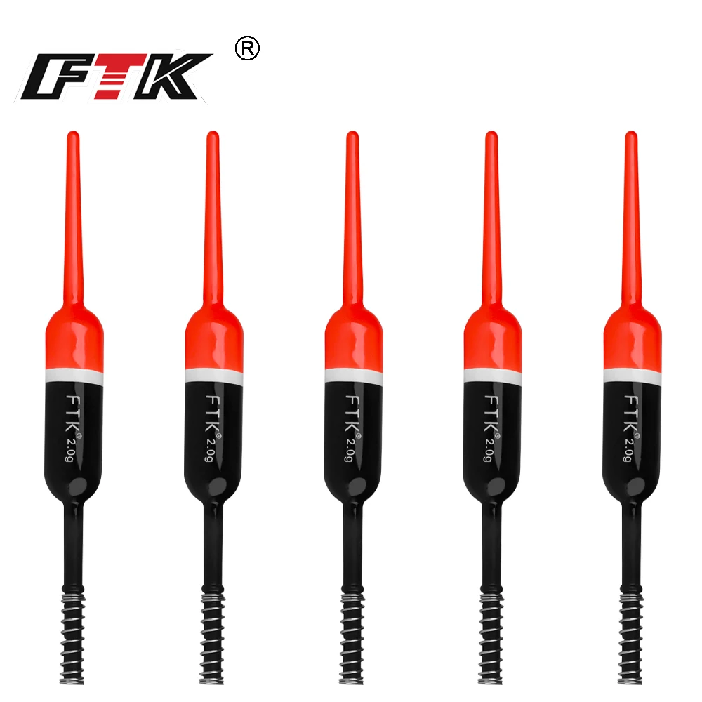 FTK 5 unids/pack Balsa flotadores de pesca de madera Bobbers boyas verticales de resorte Bobber antideslizante para tipo panfish bagre Walleye Bass - imagen 2