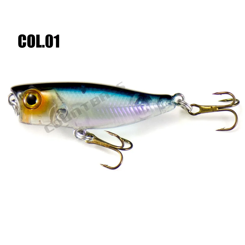 Señuelo de pesca Countbass Popper, 42mm, 1-21/32 ", 3,5g, 1/8 oz., con anzuelos VMC, superficie superior, señuelos de pescador, Wobblers para trucha lubina - imagen 4