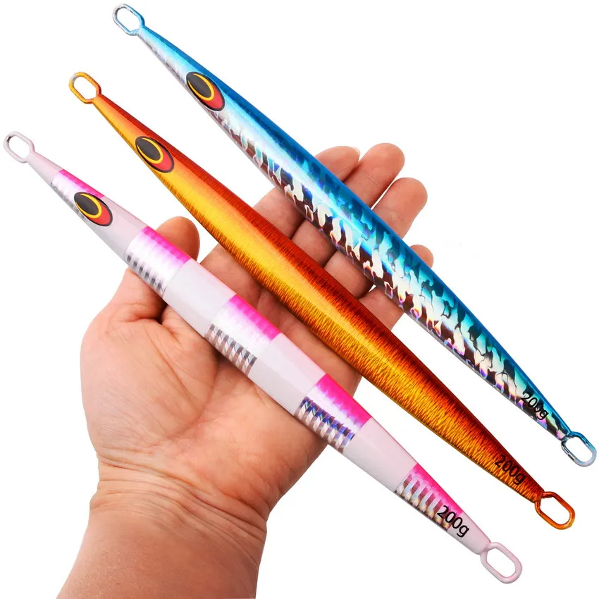 1 Uds. Señuelo de plantilla de pesca de mar de Metal 200g 160g 100g 80g interruptor de hundimiento rápido plantilla de Metal cebo de Jigging - imagen 3