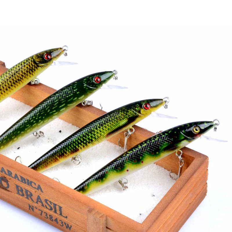 Señuelos de Pesca de pececillos, cebo duro Artificial flotante, Wobbler, Swimbait, aparejos Crankbait con ganchos, 1 piezas, 12cm, 13,5g - imagen 4