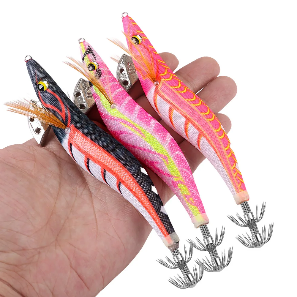 4.0 #   Anzuelo de calamar de 26g, plantilla de madera para camarones, señuelo de Pesca de calamar grande, cebo Artificial para Pesca de calamar, pulpo, Pesca - imagen 5