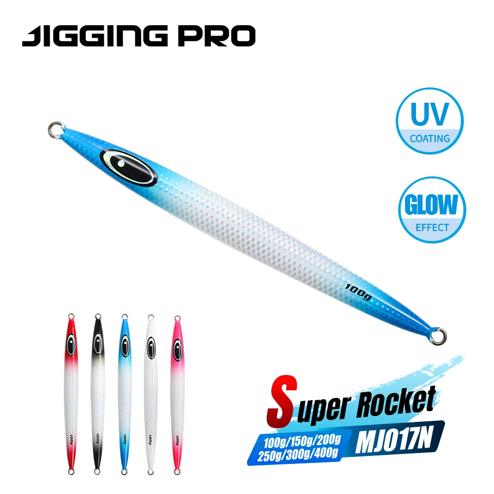 JIGGING PRO 100g 150g 200g 250g 300g 400g plantilla de Metal de aguas profundas señuelo de Jigging Vertical de tono alto plantillas de cuerpo completamente luminosas