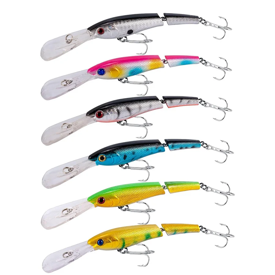 6 uds Jerkbait Minnow cebo Artificial para lubina Señuelos de pesca Trolling multiarticulado Swimbait Striper Minnow aparejos de pesca - imagen 2
