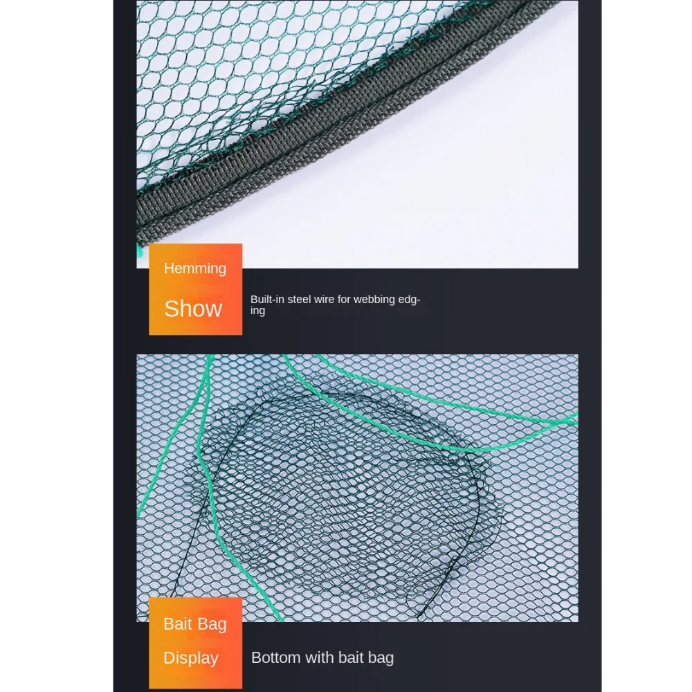 2024 redes de pesca plegables, tenedor de acero pegado de secado rápido, trampa para peces, cebo, cesta para peces crucian - imagen 3