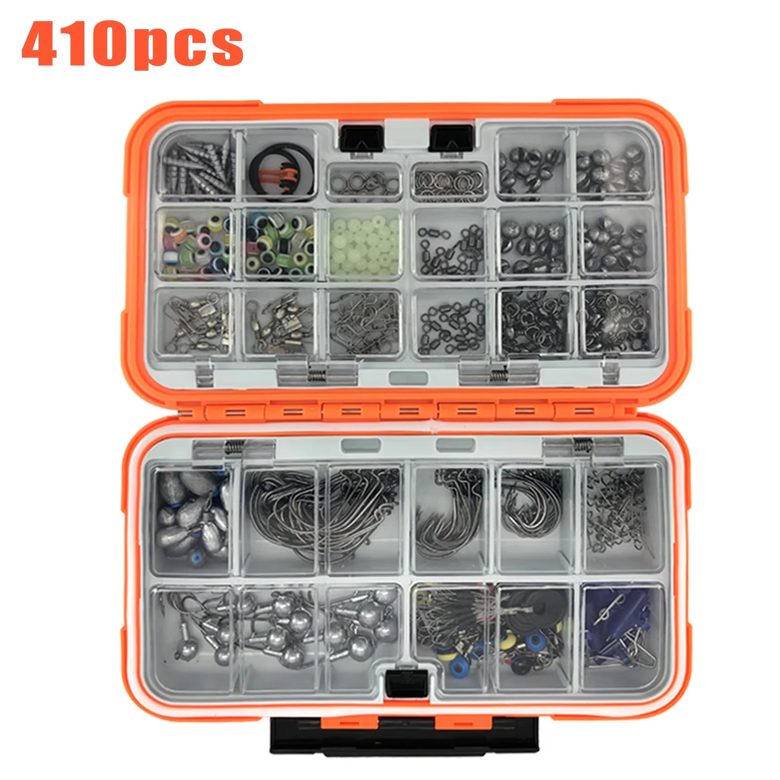 Kit de pesca profesional con caja de aparejos, ganchos giratorios para lubina, trucha, pesca en agua salada, juego completo de señuelos, 170-410 Uds. - imagen 2