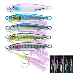 Goture-gabarito lento de Metal, 60g, 80g, 100g, 150g, Pesca en el océano, señuelo de Jigging, cebo duro, herramienta de aparejos de Pesca de aguas saladas