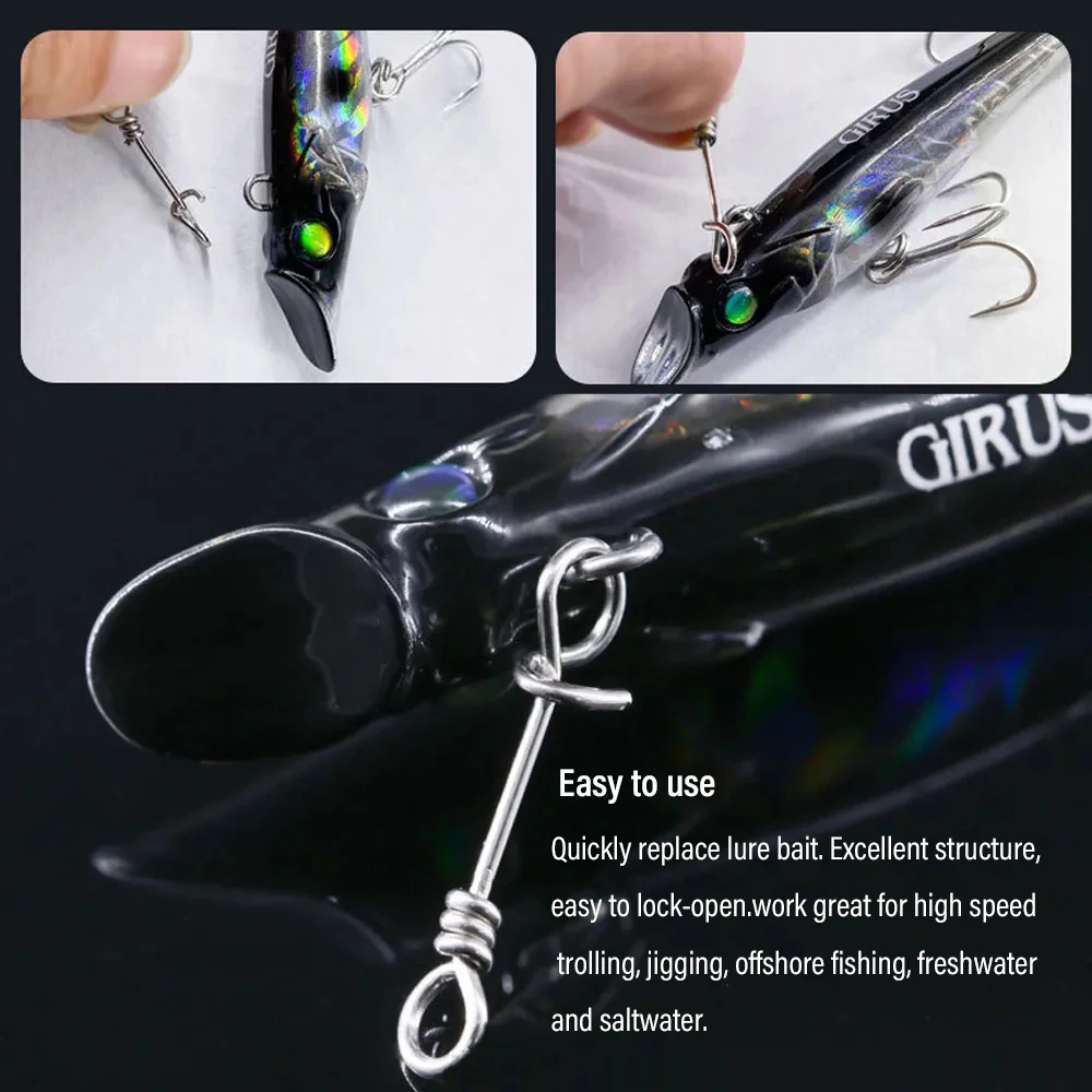 Wifreo-abrazadera de resorte de cierre rápido de acero inoxidable, 50 piezas, hebilla, señuelos, Clips, Conector de enlace para accesorios de pesca, aparejos - imagen 5