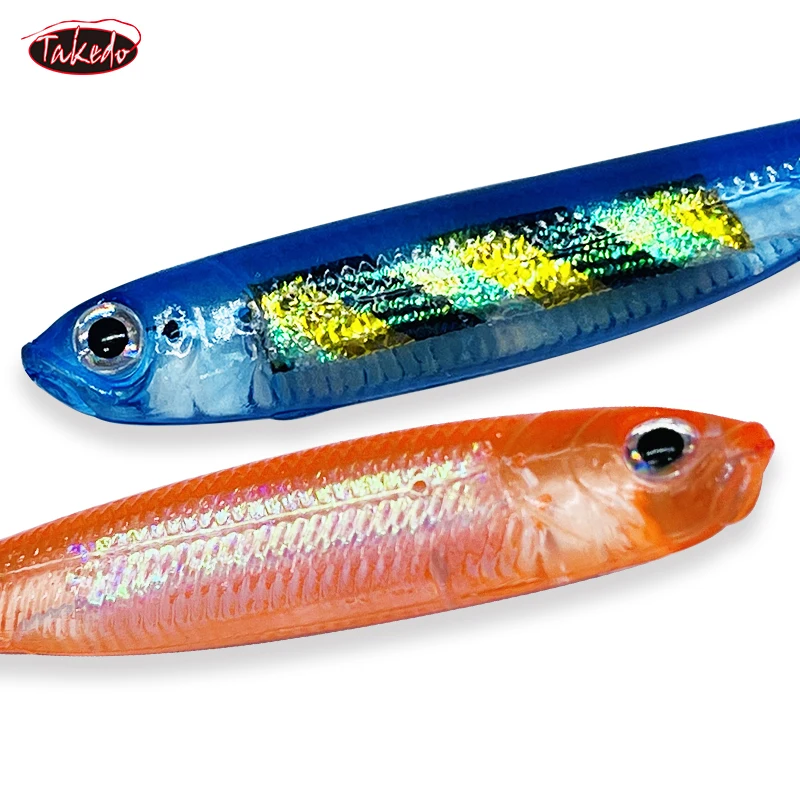 TAKEDO, venta al por mayor, JJ01, 7,5 cm, 2,2g, PVC, cola en T, agitador delgado, pesca de gusanos suaves, señuelo suave para lubina, trucha, Lucio - imagen 5