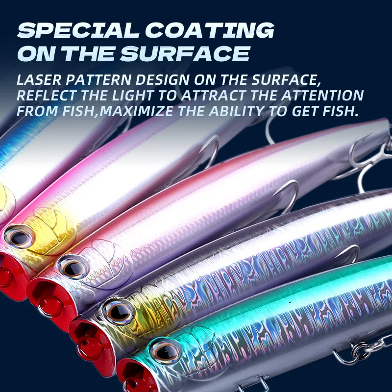 Testar-señuelo de Pesca de 180mm, 66g, 220mm, 96g, cebo Popper de juego grande, cebo Artificial Topwater Stickbait duro para Pesca de Lucio - imagen 2