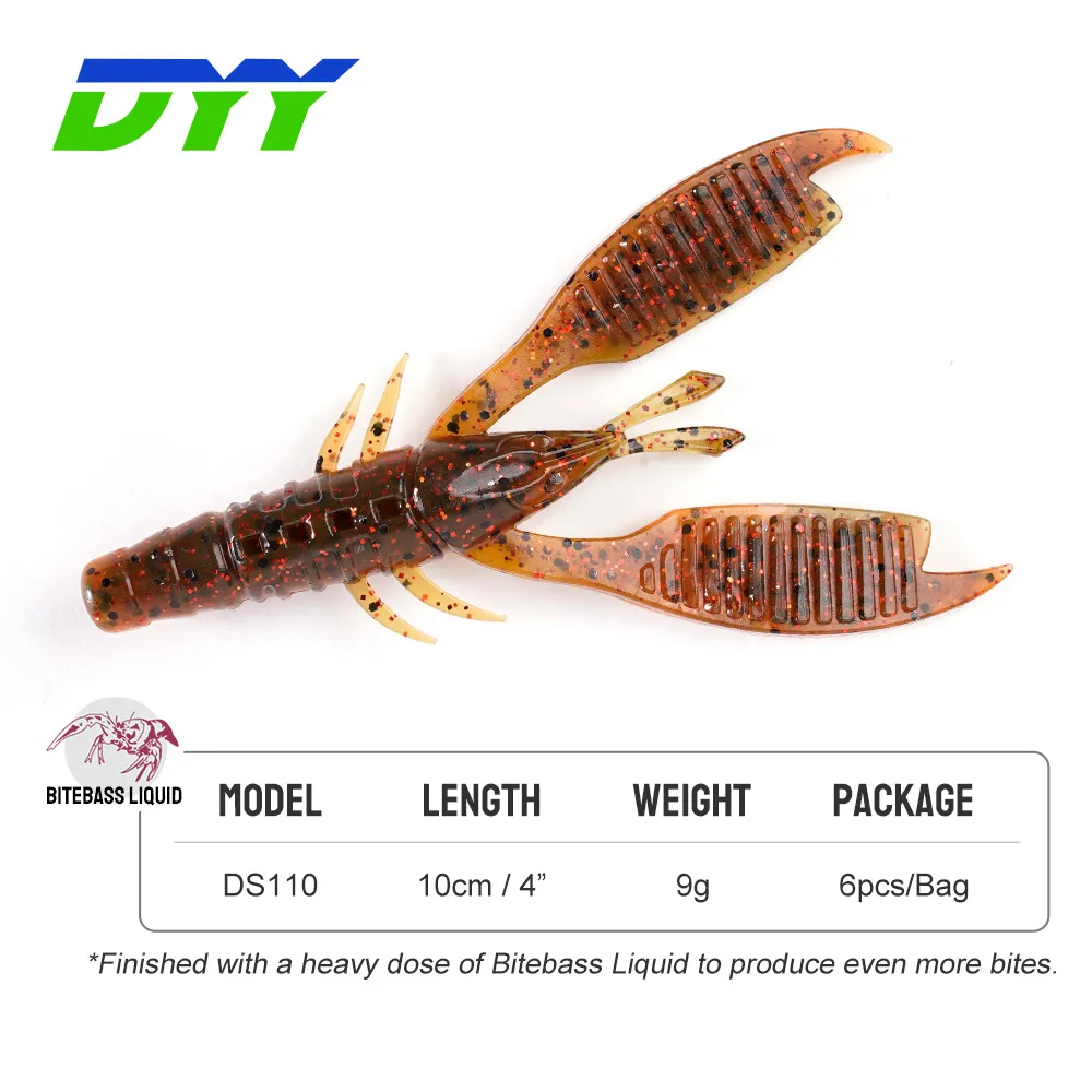 DYY Craw Flapper-señuelo suave para camarones, 10cm, 4 ", garras acanaladas pesadas, remolque de Jigging, cebo Artificial suave de silicona para pesca de lubina - imagen 3