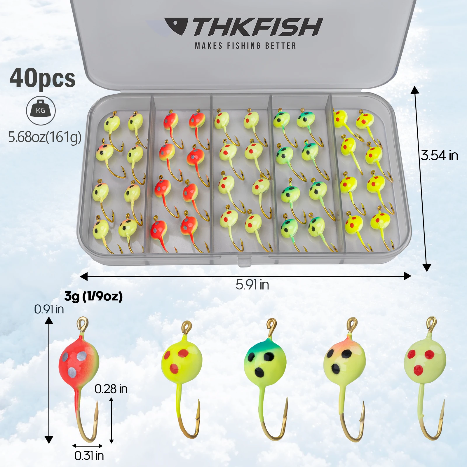 THKFISH Anzuelos brillantes para hielo – Jigging Crappie y Panfish 3g - imagen 2