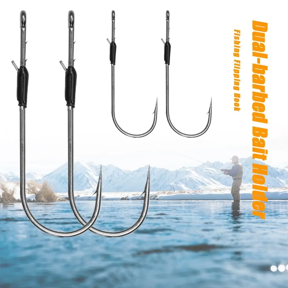 Señuelo suave 2025, soporte de cebo de doble púas, aparejo Neko, gancho de gusano loco de acero al carbono, soporte de cebo de níquel negro - imagen 4