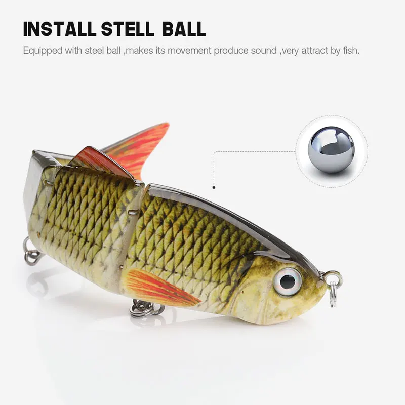 Señuelos de Pesca de 15cm y 35g, 4 segmentos, Swimbait, Crankbait, cebo duro con anzuelos artificiales, Wobblers de pesca, 1 unidad