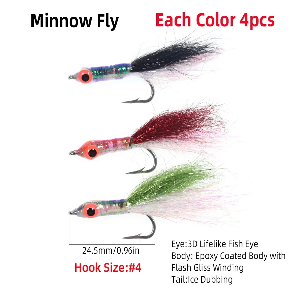 Wifreo-Kit de moscas de pesca con mosca, ojo de pez 3D, epoxi, pececillo, mosca Crazy Charlie, serpentina de agua salada, señuelos de trucha, 22 unids/lote por caja - imagen 5