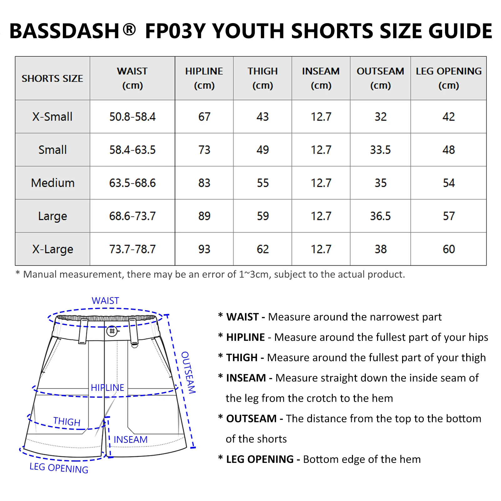 Bassdash-pantalones cortos de pesca para niños y niñas, Shorts de secado rápido, resistentes al agua, con bolsillos, para senderismo, FP03Y, 5 ", UPF 50 + - imagen 3