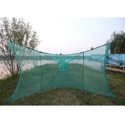 Lawaia Red de red de pesca con jaula para camarones con cadena de hierro, trampa de pesca, flotador de espuma, jaula de pesca plegable de 20m, malla de 0,5 cm