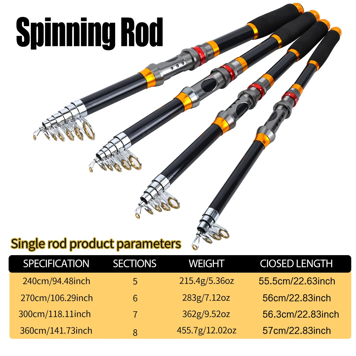 2,4 m-3,6 m nueva caña de pescar giratoria telescópica señuelo caña de mar caña de fundición equipo de viaje al aire libre - imagen 2