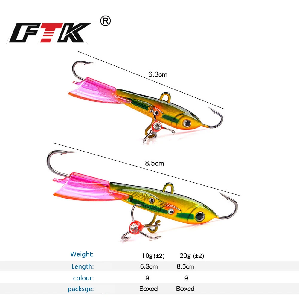 FTK-señuelo de pesca en hielo para invierno, 1 piezas, 10g/20g, ojo 3D, cebos artificiales, Wobblers para artículos de pesca Mormyshkas - imagen 4
