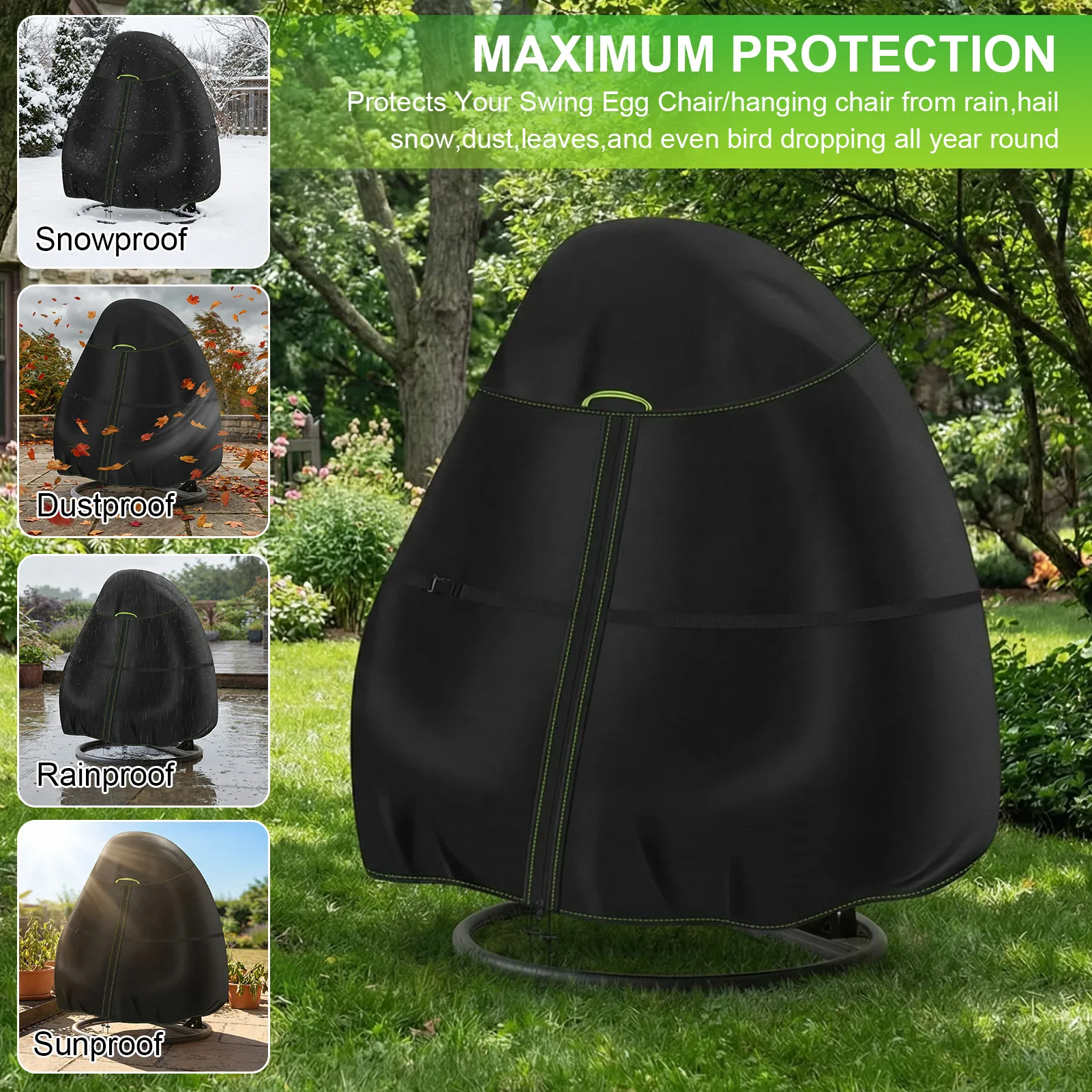 Funda impermeable 210D para silla colgante tipo huevo de exterior - imagen 5