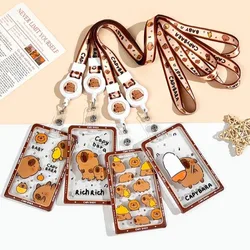 Soporte para sesión fotográfica de capibara de dibujos animados, llavero transparente, organizador de colección de tarjetas Idol con cordón, portadores de identificación, almacenamiento de fotos