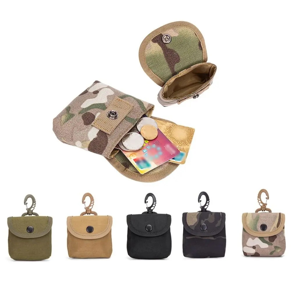 Práctico gancho llavero bolsa duradero ligero titular de la tarjeta de identificación tela Oxford lavable bolsillo de viaje ciclismo - imagen 3