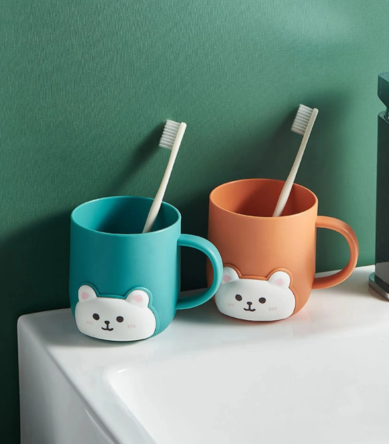 HOToothbrush Cup Cartoon pour enfants, ours mignon, dortoir étudiant, plastique interdit, produits pour enfants, articles ménagers, 1-2 pièces - imagen 5