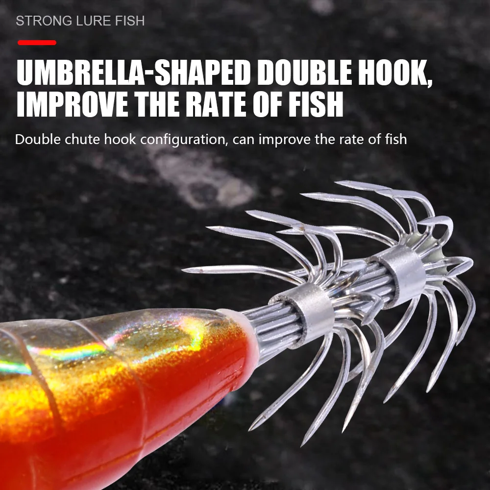 Webfoot pulpo Pesca calamar luminoso plantilla señuelo en caja 12CM-22,4G Pesca madera camarones cebos pulpo sepia plantillas señuelos cebo duro - imagen 5