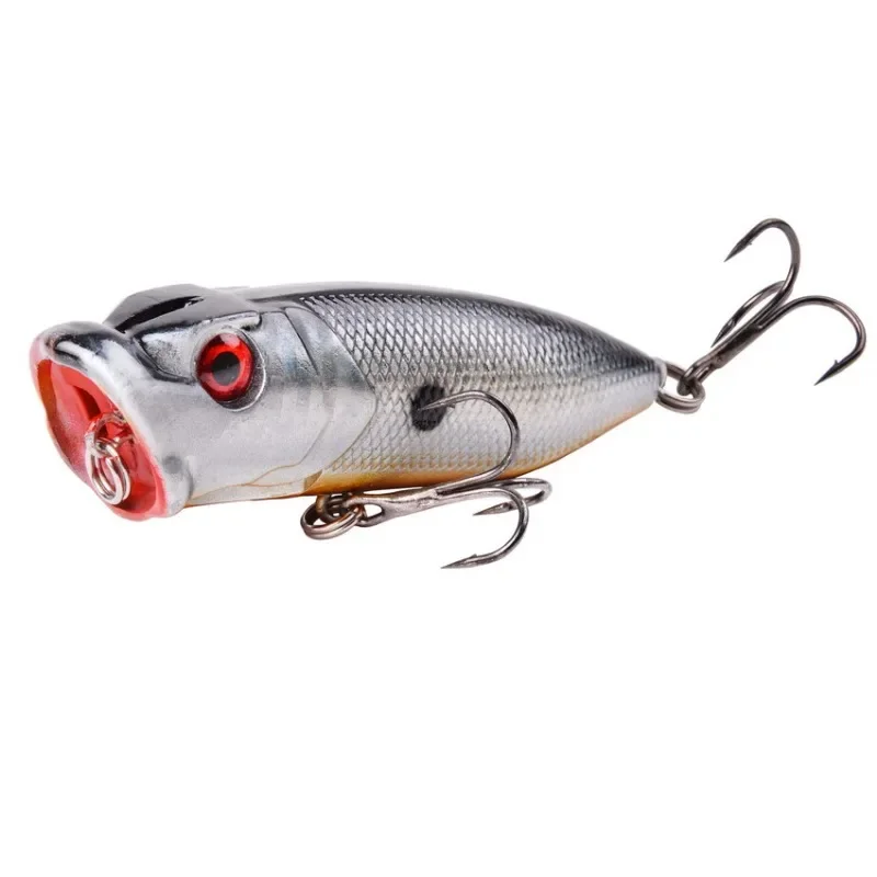 Señuelos de pesca de plástico duro, cebo Topwater Popper, Wobblers artificiales, aparejos de pesca, 6 # anzuelos, 6,5 cm, 12g - imagen 5