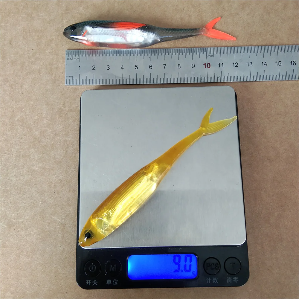 Swolfy 4 Uds 12cm 9g cebos de silicona tenedor cola Shad gusano realista cebo suave agua dulce Swimbaits lubina trucha señuelo de pesca - imagen 2