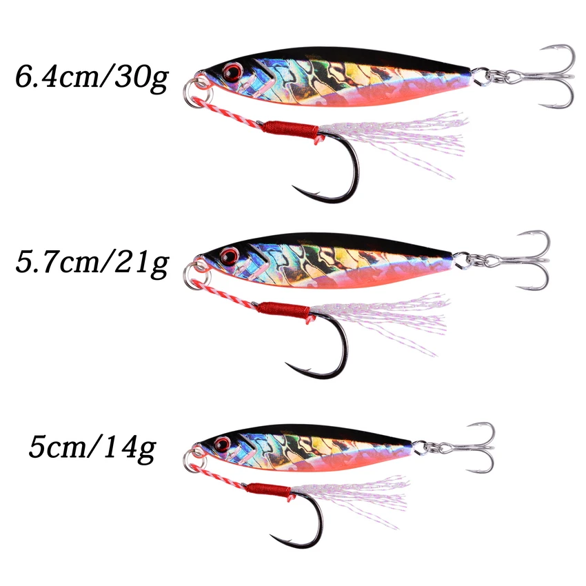 Plantilla de señuelo de pesca de Metal fundido largo, 14g, 21g, 30g, señuelos de mar ligeros, plantillas de Metal, cebos de cuchara, bueno para pesca en agua salada, cebo de Jigging - imagen 2