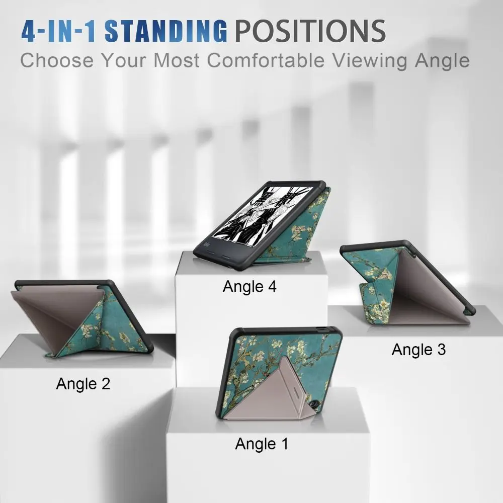 Funda inteligente Auto Wake/Sleep N873, funda para lector electrónico a prueba de golpes de 7 pulgadas, soporte plegable múltiple de cuero PU para Kobo Libra H2O - imagen 5