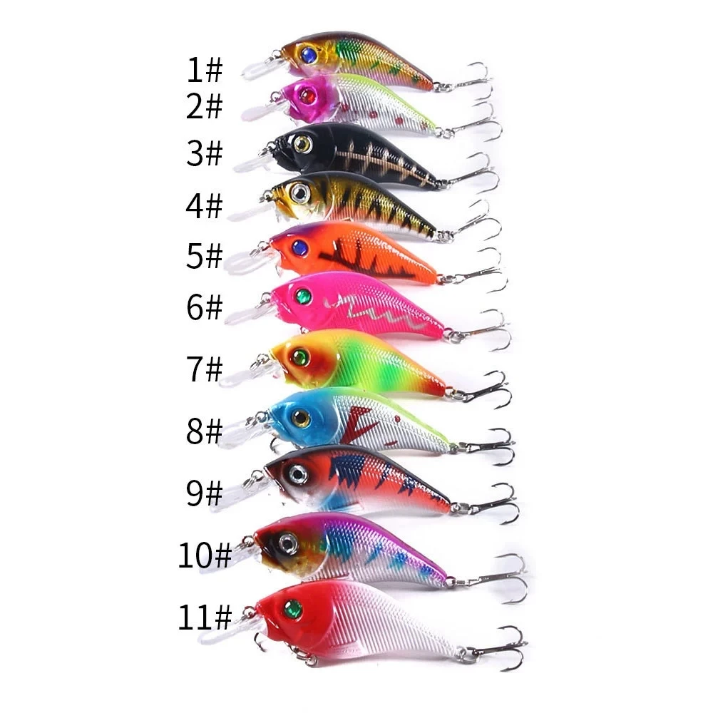 1 Uds 7,5 cm 11g señuelos duros VIB pesca cebo de pececillo anzuelos triples hundimiento Crankbait Wobblers aparejos de pesca 3DEyes - imagen 5
