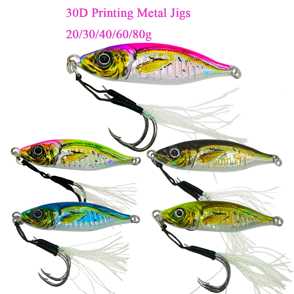 Señuelo de Metal para pesca de caballa, cebo Artificial de 10g15g20g30g40g60g80g, plantilla de impresión 3D, arrastre de orilla, cuchara fundida, barco de agua salada - imagen 3