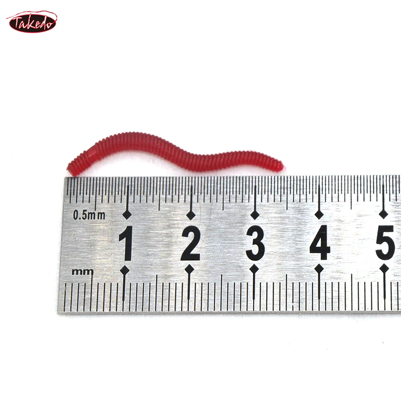 TAKEDO 3,5 CM 0,25G señuelo suave 100 unids/bolsa cebo Artificial carpa cebo gusanos rojos señuelo de pesca suave para pesca de carpa - imagen 4