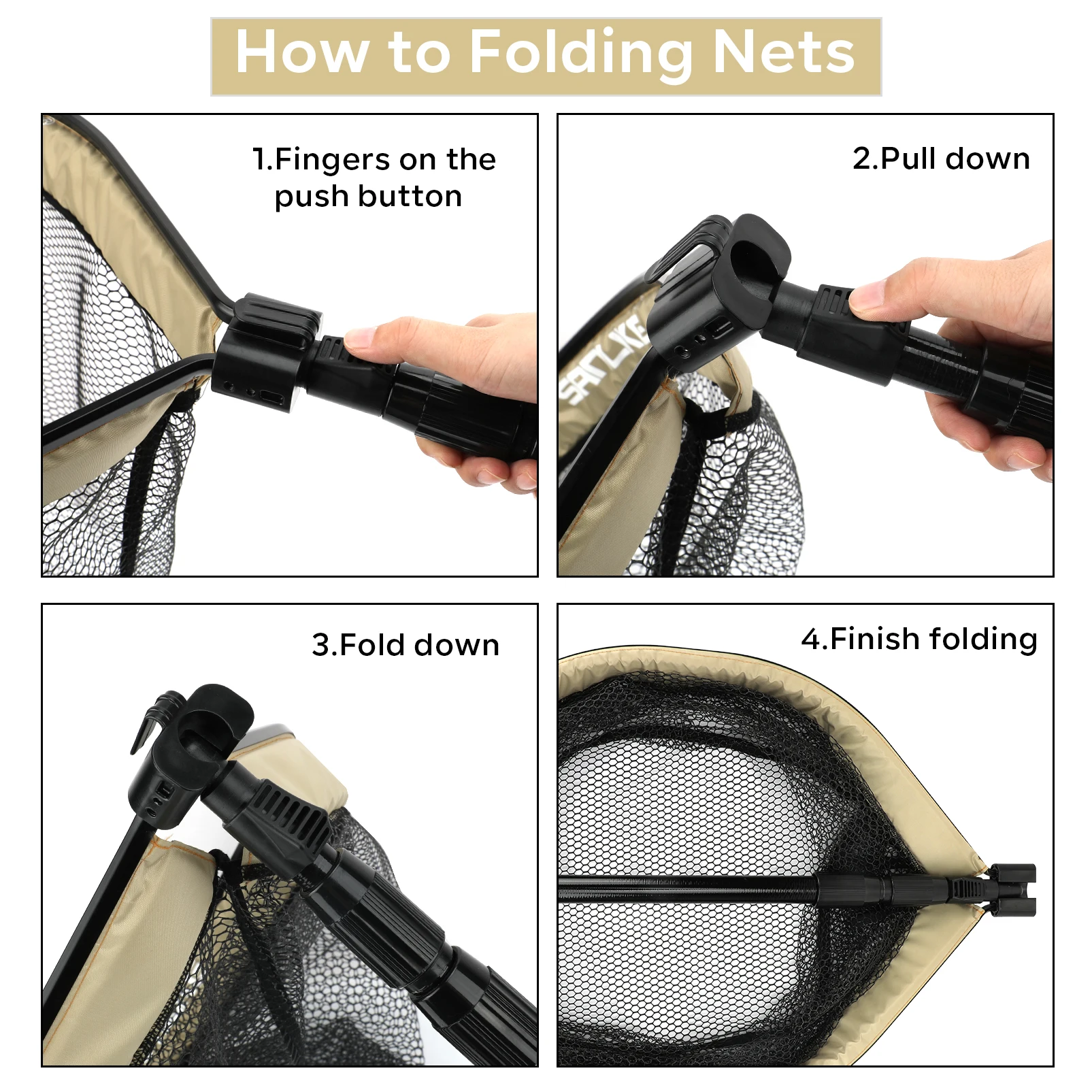 SANLIKE-red de pesca plegable, tubo de carbono telescópico retráctil, longitud de 2M - imagen 5