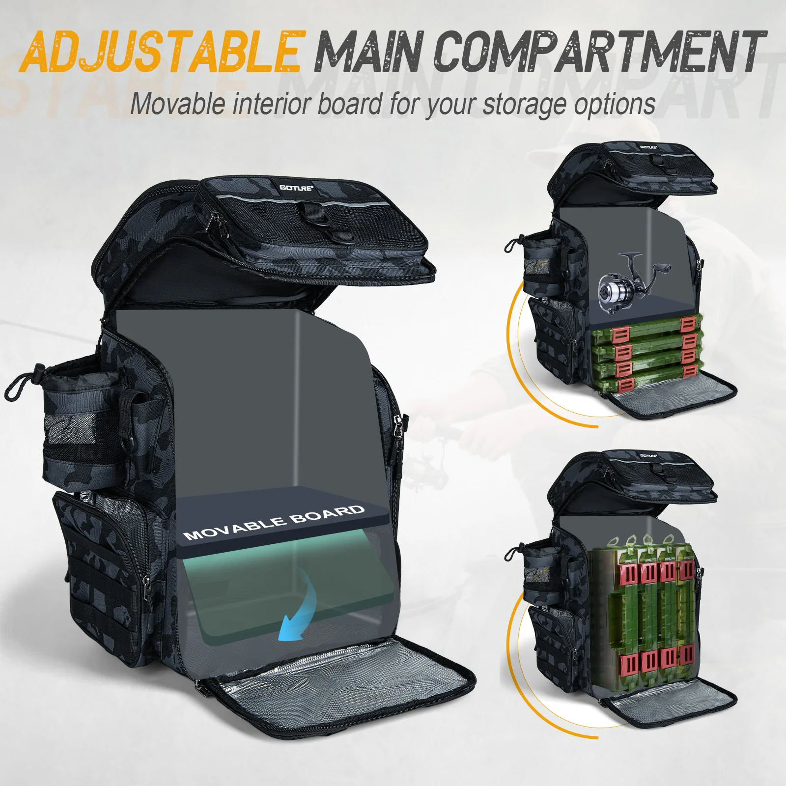 Goture Mochila de Pesca Impermeable 900D con Soporte para Cañas - imagen 5