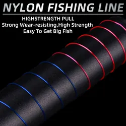 Línea de pesca de nailon de 100M, línea de nailon monofilamento súper fuerte, 0,14mm-0,5mm, 4LB-34LB, línea de carpa de agua dulce y salada