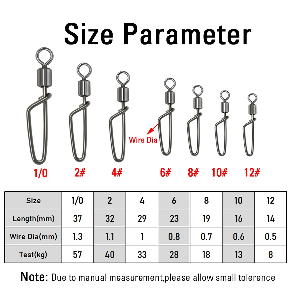 Elllv-anzuelo de pesca giratorio de 20 piezas, accesorio de aparejo de pesca de níquel negro - imagen 2