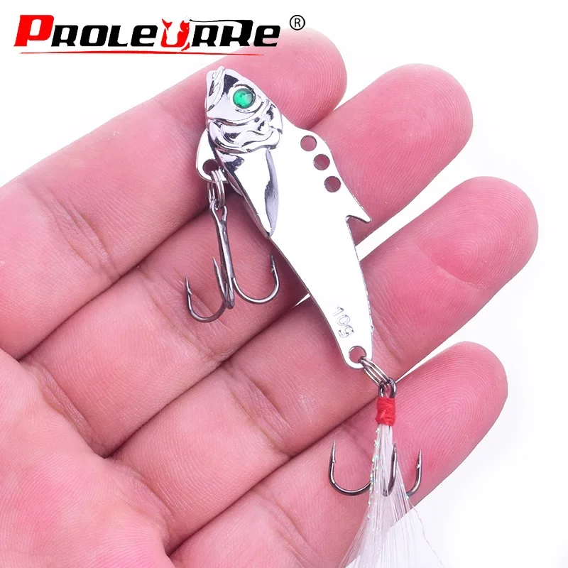 Señuelos VIB de Metal, 6cm, 9g, cuchara vibratoria, señuelo Wobbler, señuelo de pesca, cebo de lubina, anzuelo de pluma Artificial, aparejos de pesca, 1 ud. - imagen 4