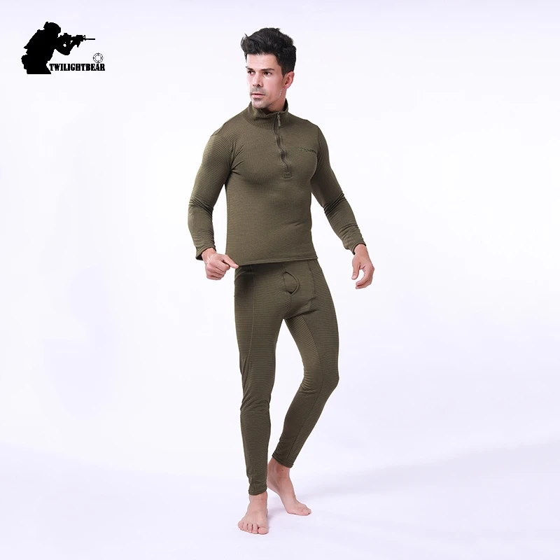 Ropa interior térmica de invierno para hombre, traje de lana para deportes de esquí al aire libre, conjunto de ropa interior táctica para hombre, Calzoncillos largos de secado rápido A2F154 - imagen 5