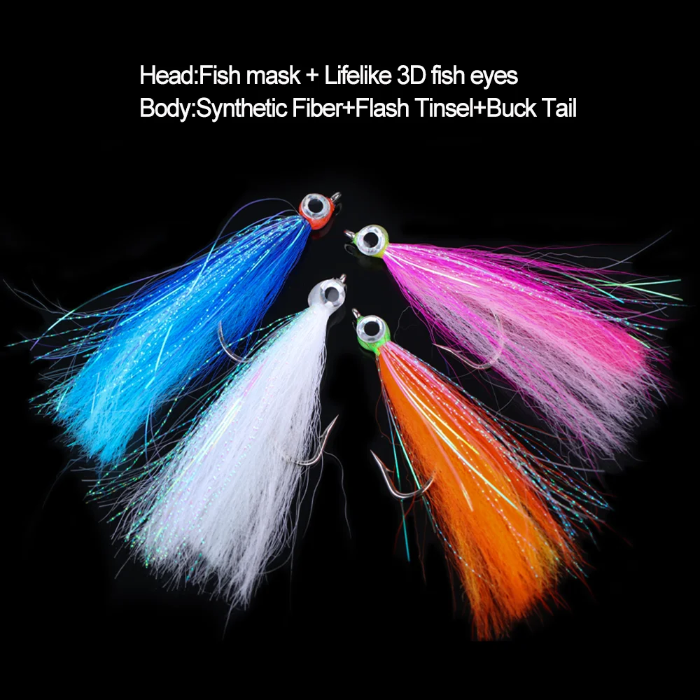 LIONRIVER-señuelo de Pesca para agua salada, Streamer Fly Flash, oropel, fibras sintéticas, pececillo, pez hueso, lubina, trucha, Steelhead - imagen 5