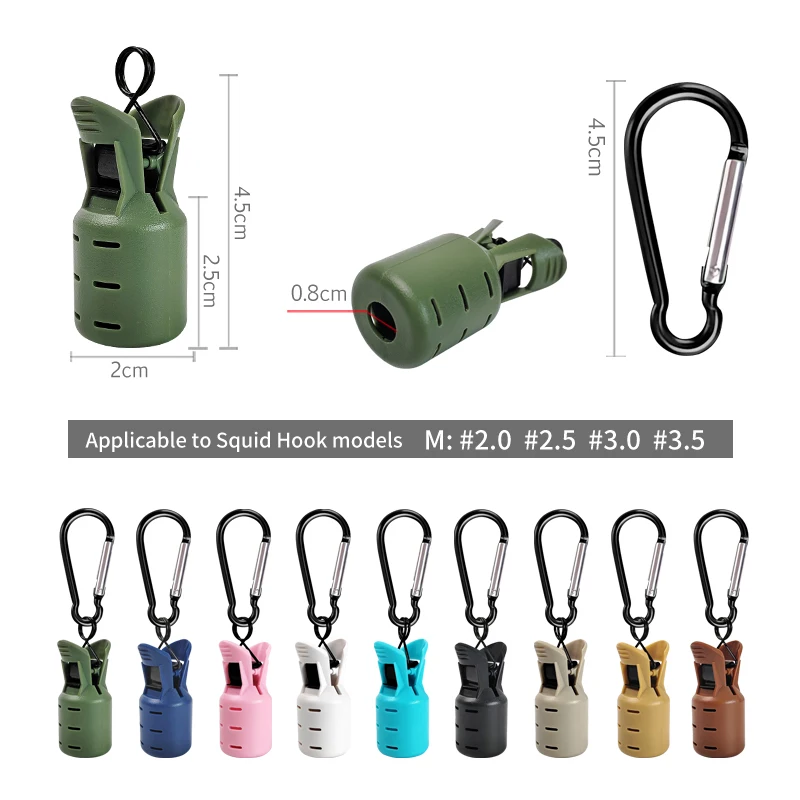 Nuevo M #   Protector de cebo de plantilla de calamar, 6 uds., correas, pulpo, Egi, ganchos, cubierta, sepia, paraguas, señuelo, tapa con mosquetón, aparejos de mar - imagen 3